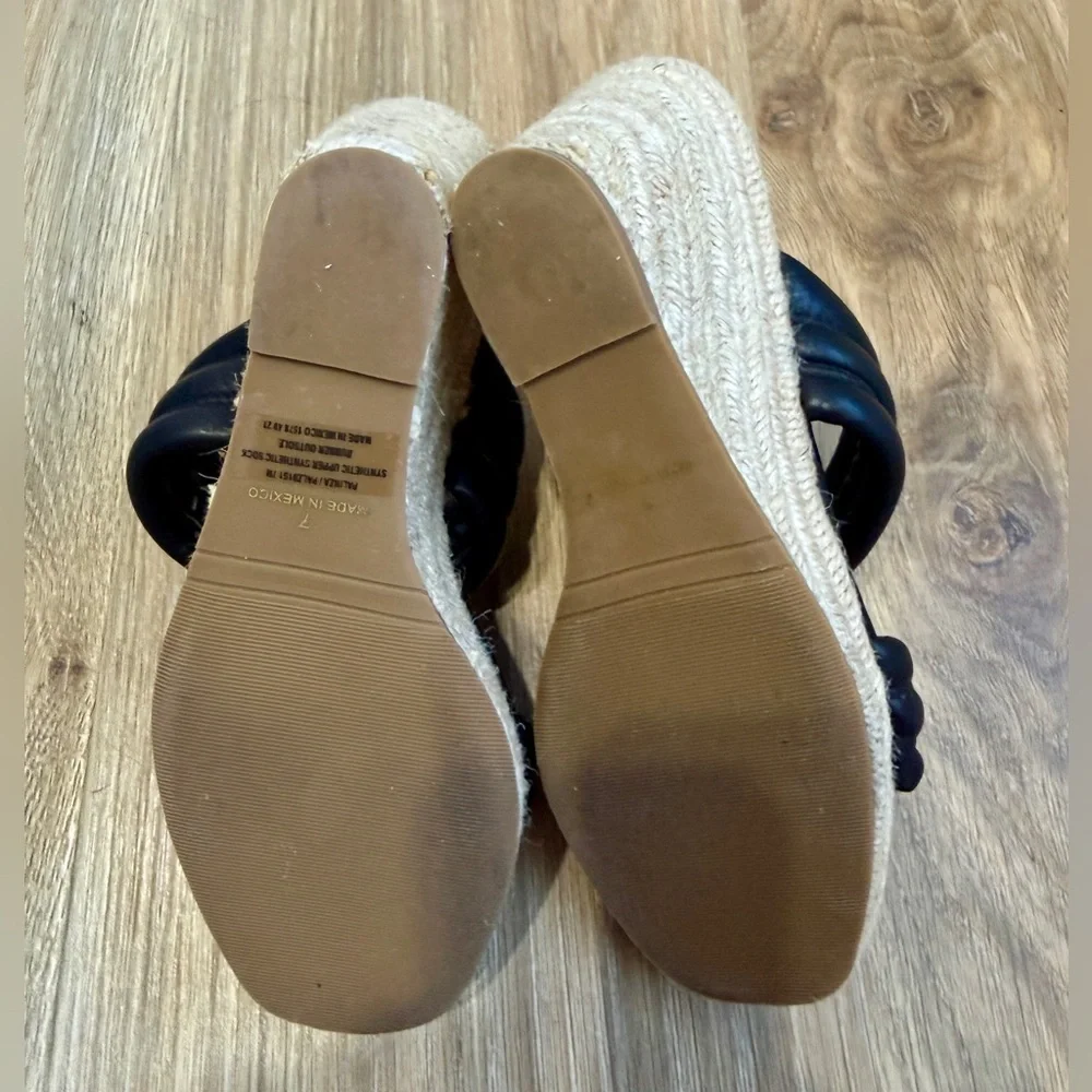 Steve Madden Palinza Espadrille Wedge Sandals Black Size 7 EUC